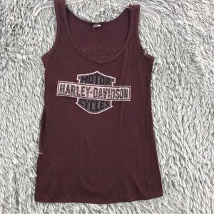 Harley Davidson Tank Top Womens Small Embellished Spellout Shirt